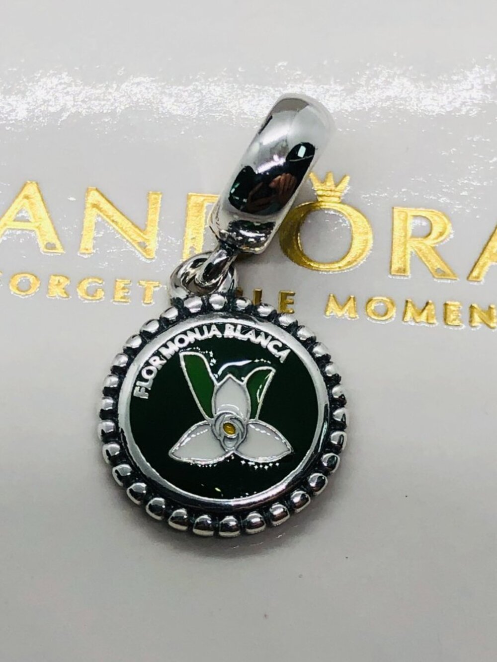 Pandora Flor Monja Blanca Exclusive Dangle charm S925 Silver with box